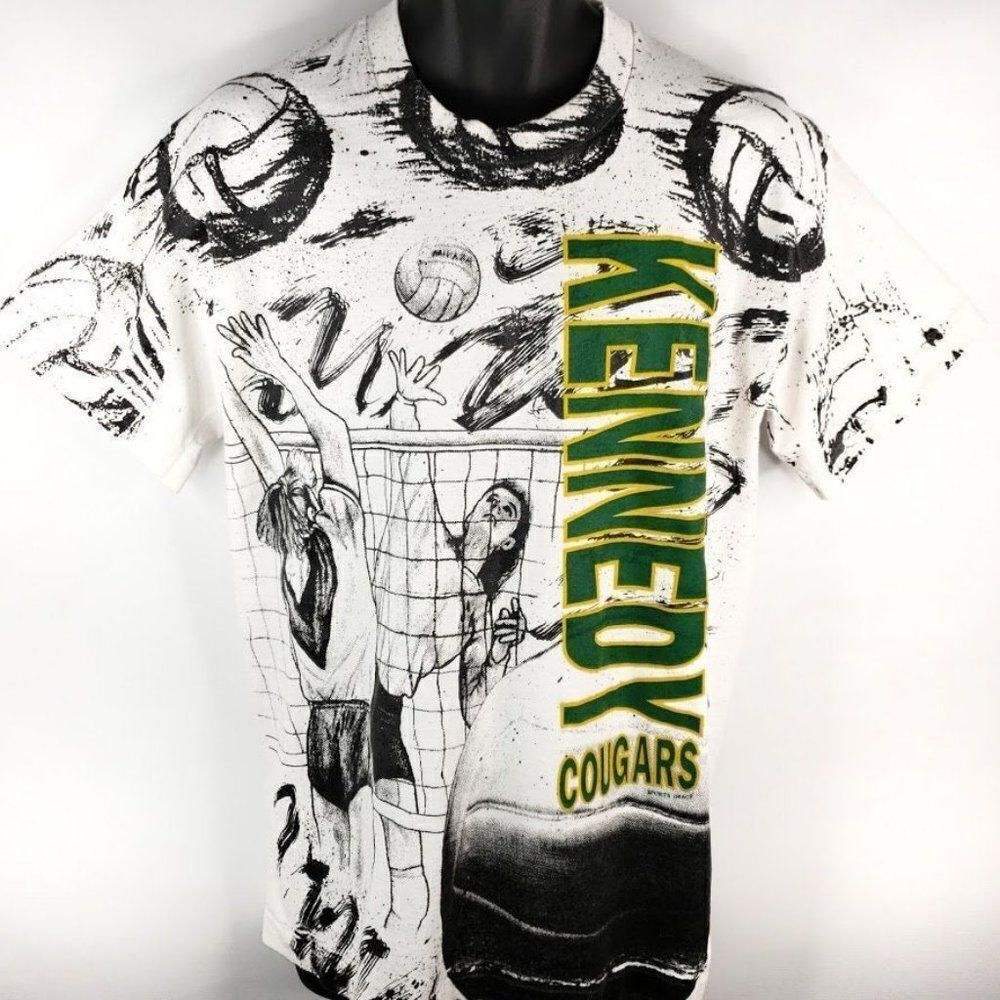Kennedy Cougars Volleyball T Shirt Vintage 90s All Over Print High School